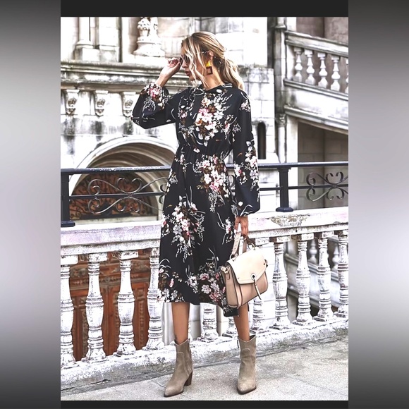 Dresses & Skirts - Floral Print Split Midi Cotton/Poly Dress NWT Size XL